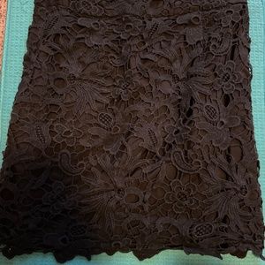 Black floral lace mini skirt